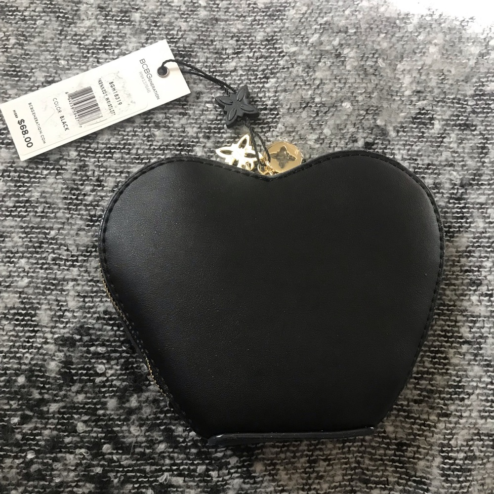 Black heart shaped coin purse